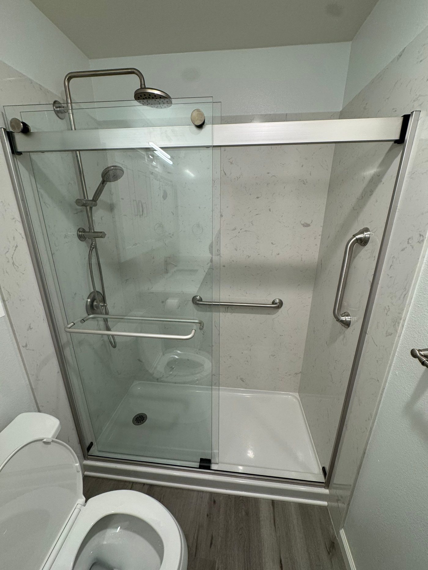 After: walk-in quartz shower